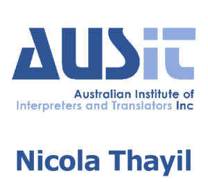 Nicola Thayil, French to English translator AUSIT member